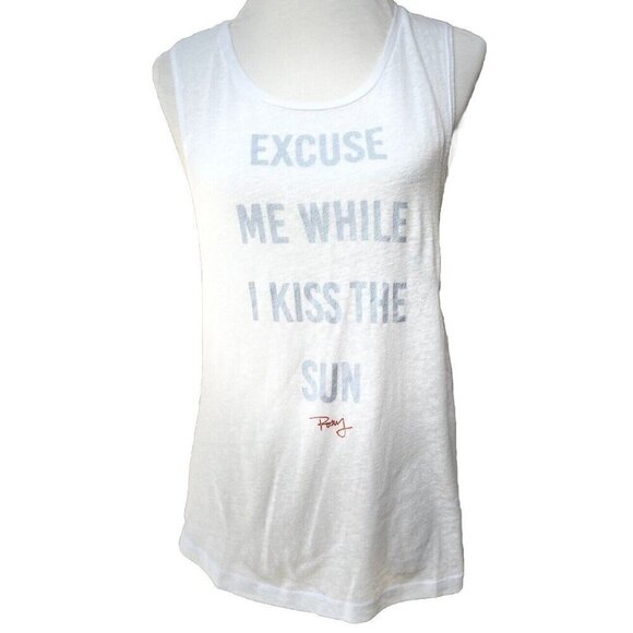 Roxy Kiss The Sun Muscle Tank Top White Graphic Sleeveless Women’s multi Size - Picture 2 of 11